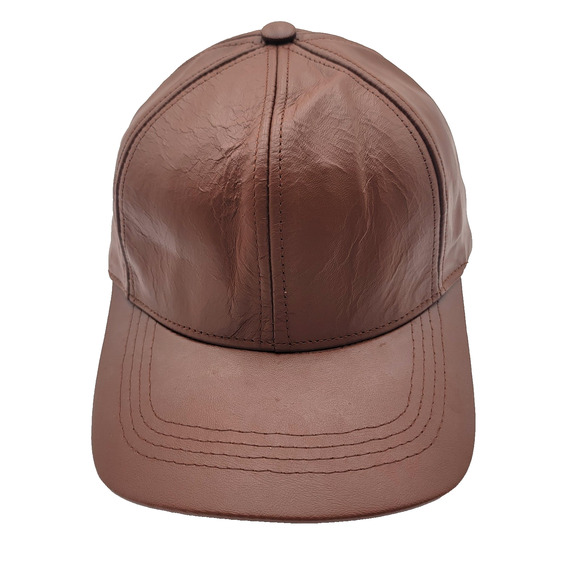 Genuine Leather Hat Cap Strap Back Brown USA Made One Size Mens Classic - Picture 1 of 9